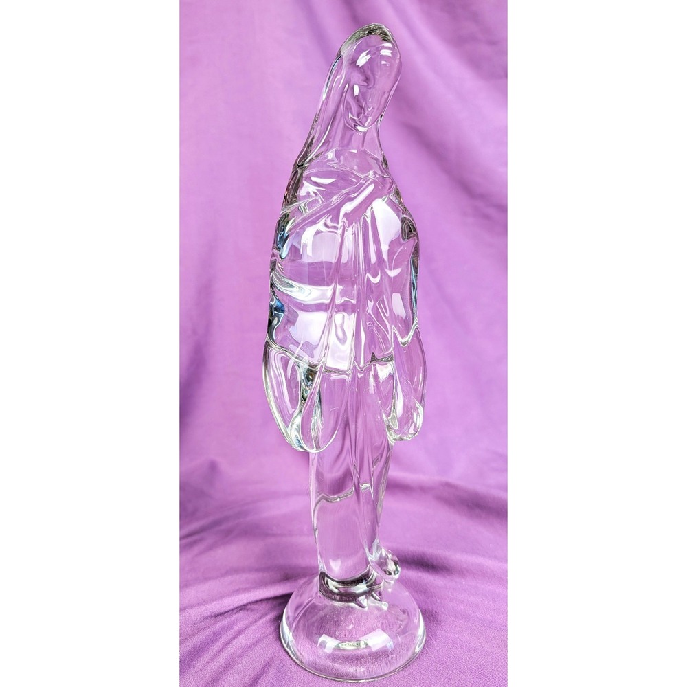 Fostoria Virgin Mary Statue Clear Glass Lady Madonna 11" Tall Blessed Mother